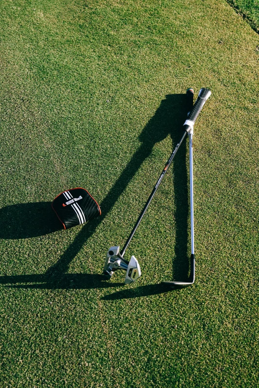 Two golfers standing on the putting green