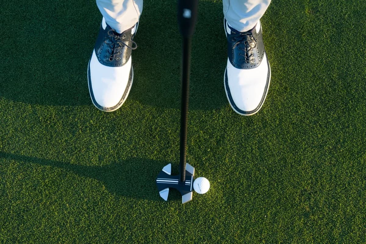 RS1 putter overhead at address showing T-Trac alignment lines