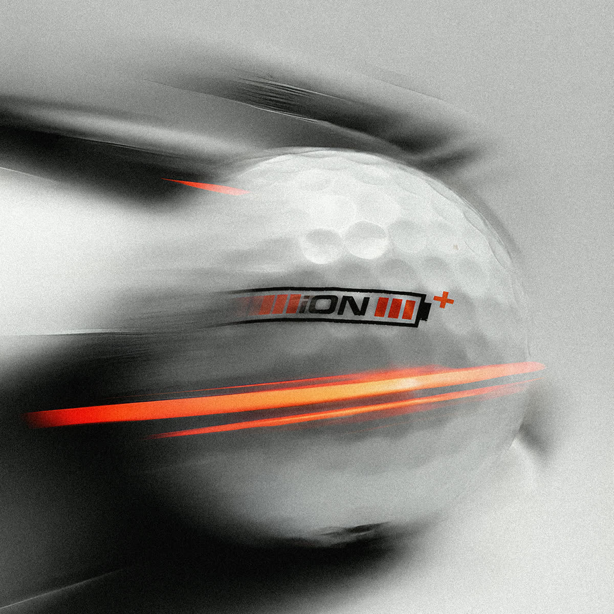 iON+ ball spinning in close-up with an orange light streak