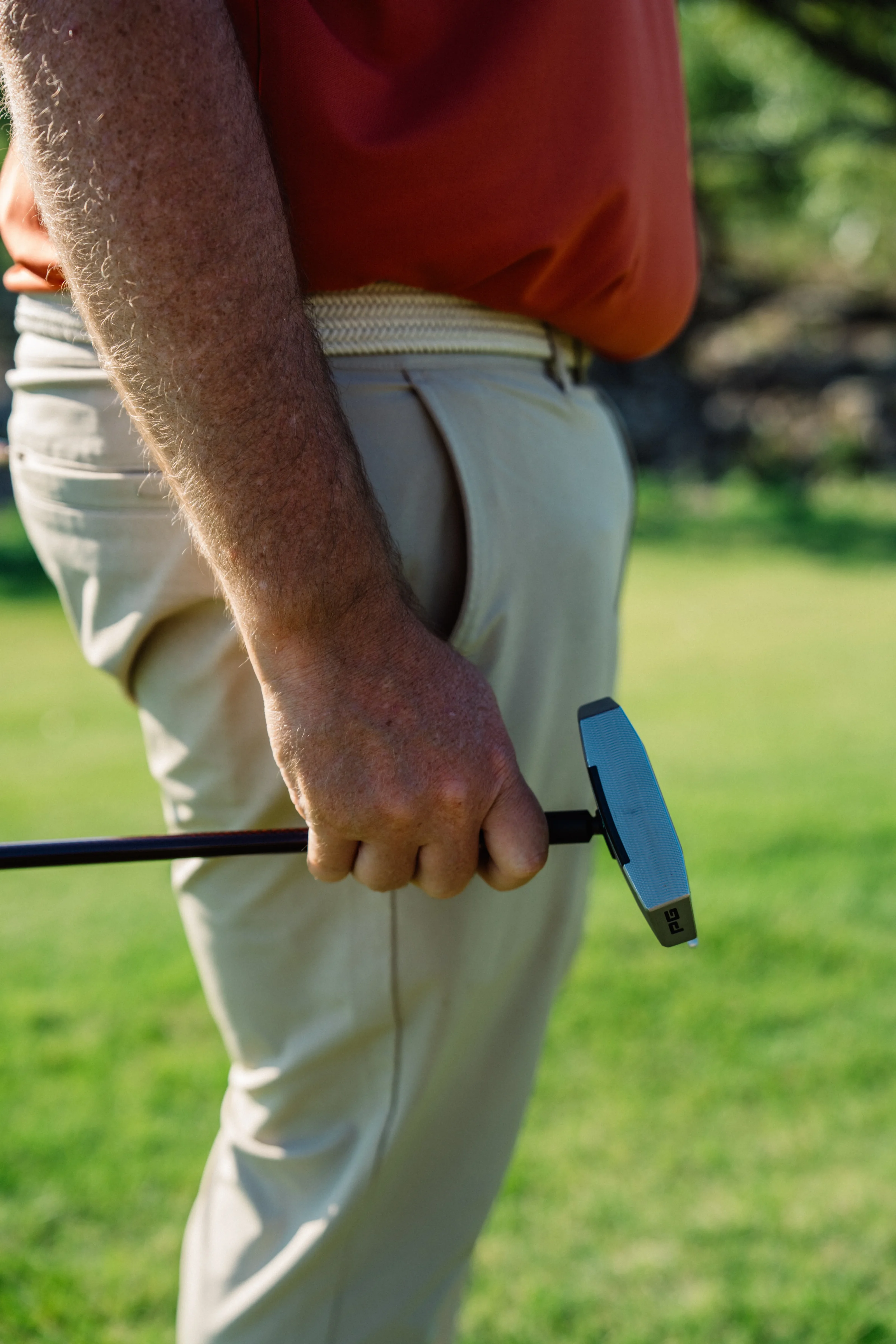 Close-up of RS1 putter grip in hand